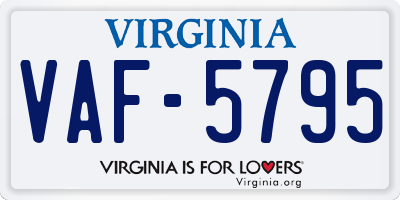 VA license plate VAF5795