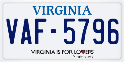 VA license plate VAF5796