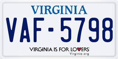 VA license plate VAF5798