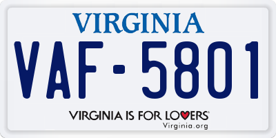 VA license plate VAF5801