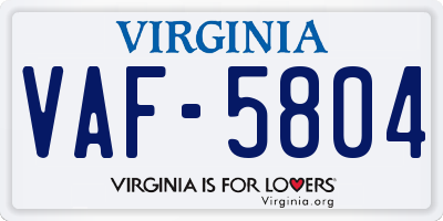 VA license plate VAF5804