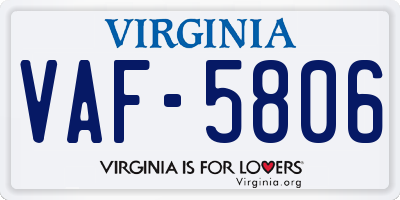 VA license plate VAF5806