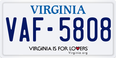 VA license plate VAF5808