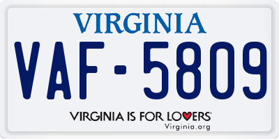 VA license plate VAF5809