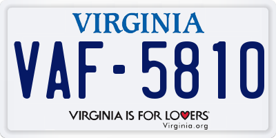 VA license plate VAF5810