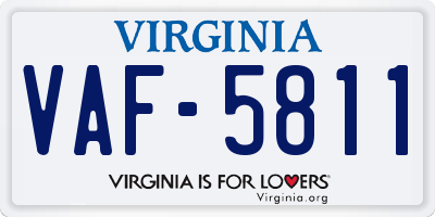 VA license plate VAF5811