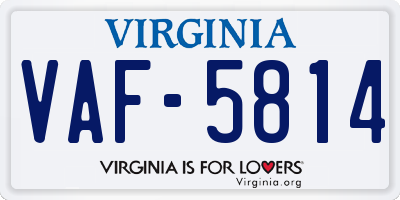 VA license plate VAF5814