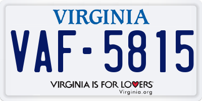 VA license plate VAF5815