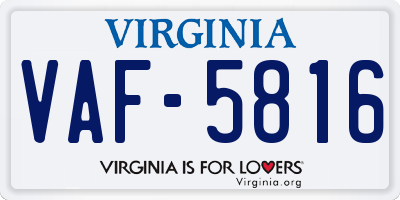 VA license plate VAF5816