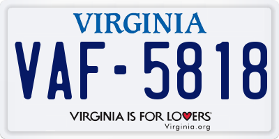 VA license plate VAF5818