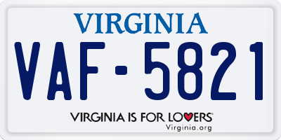 VA license plate VAF5821