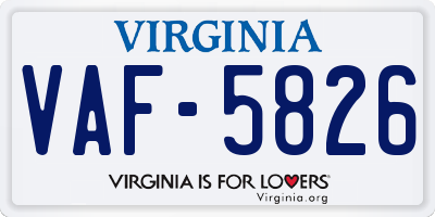 VA license plate VAF5826