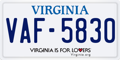VA license plate VAF5830