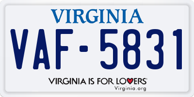 VA license plate VAF5831