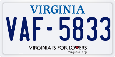 VA license plate VAF5833