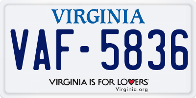 VA license plate VAF5836