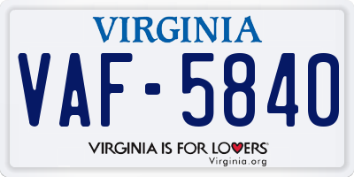 VA license plate VAF5840