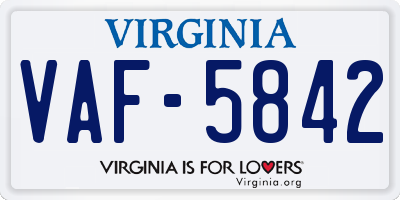 VA license plate VAF5842