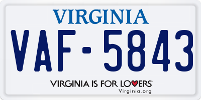 VA license plate VAF5843