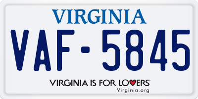 VA license plate VAF5845