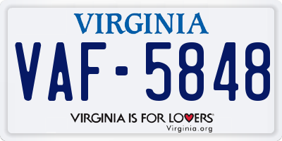 VA license plate VAF5848