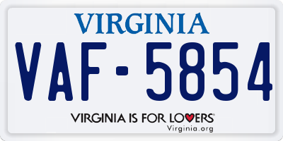 VA license plate VAF5854
