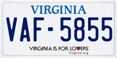 VA license plate VAF5855