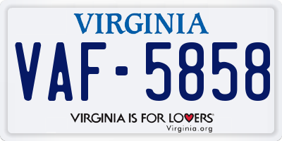 VA license plate VAF5858
