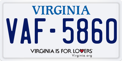 VA license plate VAF5860