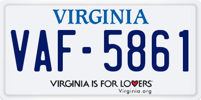 VA license plate VAF5861