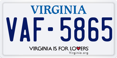 VA license plate VAF5865
