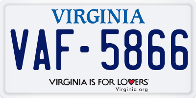 VA license plate VAF5866