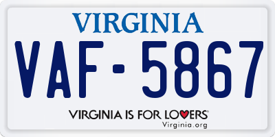 VA license plate VAF5867