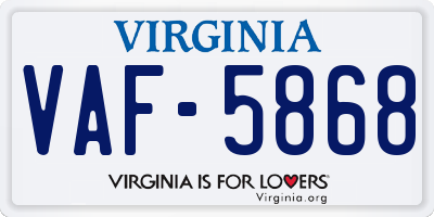 VA license plate VAF5868