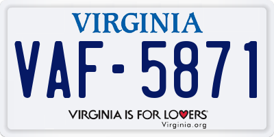 VA license plate VAF5871