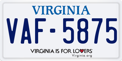 VA license plate VAF5875