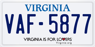 VA license plate VAF5877