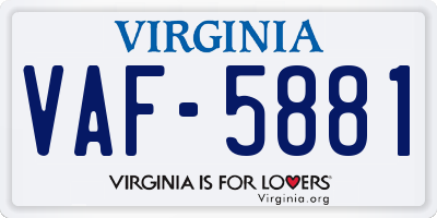 VA license plate VAF5881