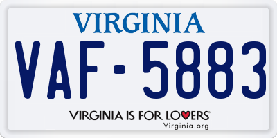 VA license plate VAF5883