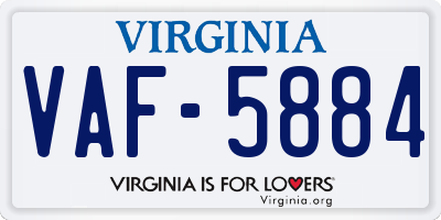 VA license plate VAF5884