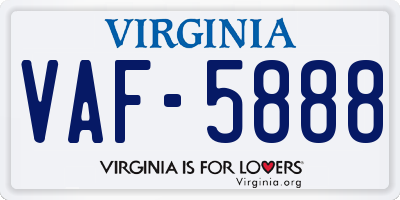 VA license plate VAF5888