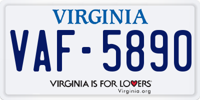 VA license plate VAF5890