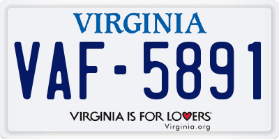 VA license plate VAF5891