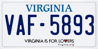 VA license plate VAF5893