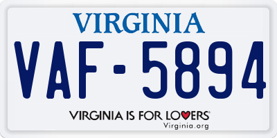 VA license plate VAF5894
