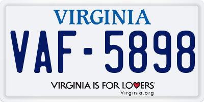 VA license plate VAF5898