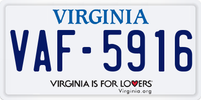 VA license plate VAF5916