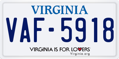 VA license plate VAF5918