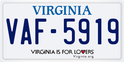 VA license plate VAF5919