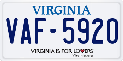 VA license plate VAF5920